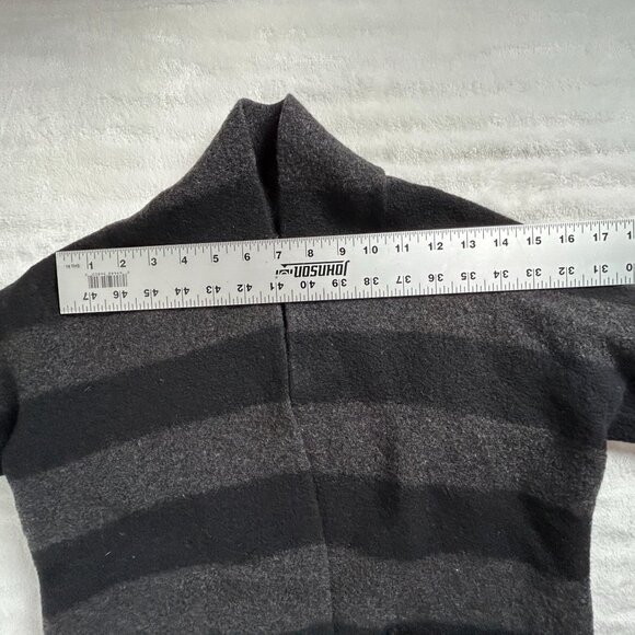 Eileen Fisher Womens Merino Wool Cardigan Small Black Striped 3/4 Sleeve Sweater - Picture 5 of 7